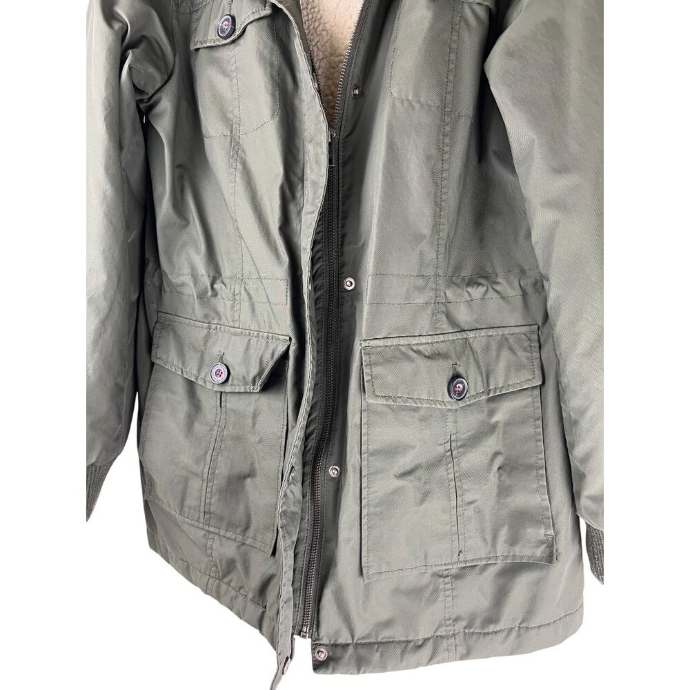 Grunge Levi Strauss & Co Hooded Sherpa Lined Army Green Jacket, Women's Medium - Picture 10 of 16